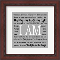 Framed Names of Jesus Square Black and White Text