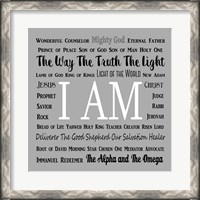 Framed Names of Jesus Square Black and White Text