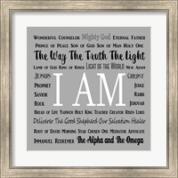 Framed Names of Jesus Square Black and White Text