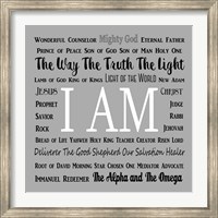 Framed Names of Jesus Square Black and White Text