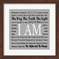 Framed Names of Jesus Square Black and White Text