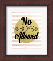 Framed No Boys Allowed Stripes and Dots Gold