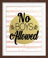 Framed No Boys Allowed Stripes and Dots Gold
