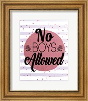 Framed No Boys Allowed Stripes and Dots Pink