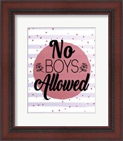 Framed No Boys Allowed Stripes and Dots Pink