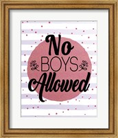 Framed No Boys Allowed Stripes and Dots Pink