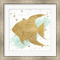 Framed Silver Sea Life Aqua Fish