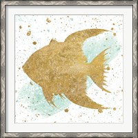 Framed Silver Sea Life Aqua Fish