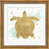 Framed Silver Sea Life Aqua Turtle