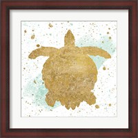 Framed Silver Sea Life Aqua Turtle