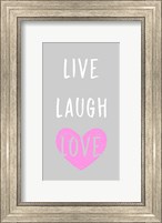 Framed Live Laugh Love - Gray with Pink Heart