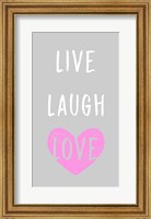 Framed Live Laugh Love - Gray with Pink Heart