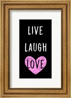 Framed Live Laugh Love - Black with Pink Heart