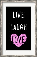 Framed Live Laugh Love - Black with Pink Heart