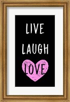 Framed Live Laugh Love - Black with Pink Heart