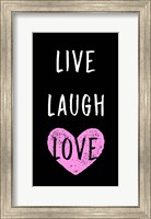 Framed Live Laugh Love - Black with Pink Heart