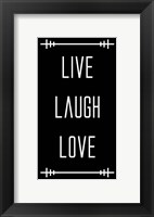 Framed Live Laugh Love - Black