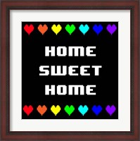 Framed Home Sweet Home -  Black with Pixel Hearts