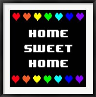 Framed Home Sweet Home -  Black with Pixel Hearts