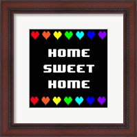 Framed Home Sweet Home -  Black with Pixel Hearts