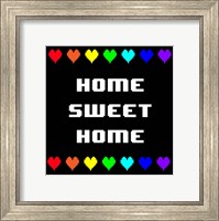 Framed Home Sweet Home -  Black with Pixel Hearts