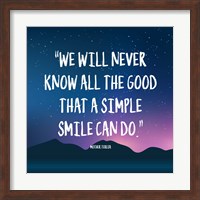 Framed Simple Smile - Mother Teresa Quote (Dusk)