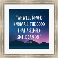Framed Simple Smile - Mother Teresa Quote (Dusk)