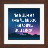 Framed Simple Smile - Mother Teresa Quote (Dusk)