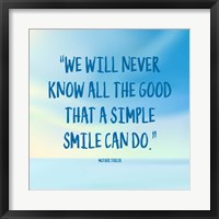 Framed Simple Smile - Mother Teresa Quote (Blue)