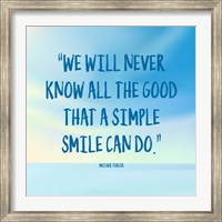 Framed Simple Smile - Mother Teresa Quote (Blue)