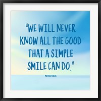 Framed Simple Smile - Mother Teresa Quote (Blue)