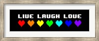 Framed Live Laugh Love -  Black Panoramic with Pixel Hearts