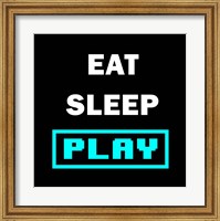 Framed Eat Sleep Play - Black with Blue Text