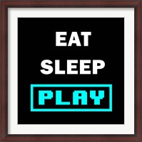 Framed Eat Sleep Play - Black with Blue Text