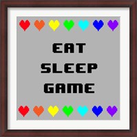 Framed Eat Sleep Game -  Gray with Pixel Hearts