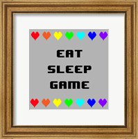Framed Eat Sleep Game -  Gray with Pixel Hearts