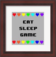 Framed Eat Sleep Game -  Gray with Pixel Hearts