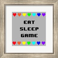 Framed Eat Sleep Game -  Gray with Pixel Hearts