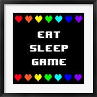 Framed Eat Sleep Game -  Black with Pixel Hearts