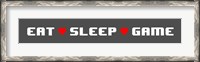Framed Eat Sleep Game -  Gray Panoramic with Pixel Hearts