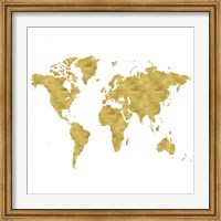 Framed World Map Burnished Gold