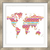 Framed World Map Kilim & Gold