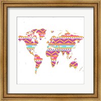 Framed World Map Kilim & Gold