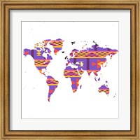 Framed World Map Tribal