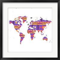 Framed World Map Tribal