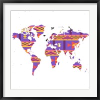 Framed World Map Tribal