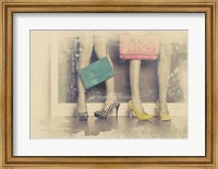 Framed Vintage Fashion Pop of Color Heels and Handbags