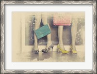 Framed Vintage Fashion Pop of Color Heels and Handbags