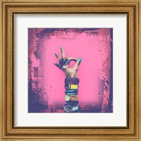 Framed OK! Grunge Halftone Pink
