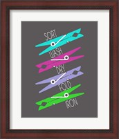 Framed Sort Wash Dry Fold Colored Clothespins Purple Green
